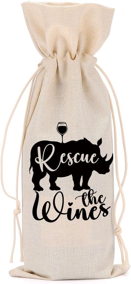 Funny Rhino Wine Quotes Wine Bag Wine Tasting Party Supplies for Wine Lovers Women Men Bride Yaya Friend Christmas Birthday Wedding Bachelorrette Party Wine Bags
