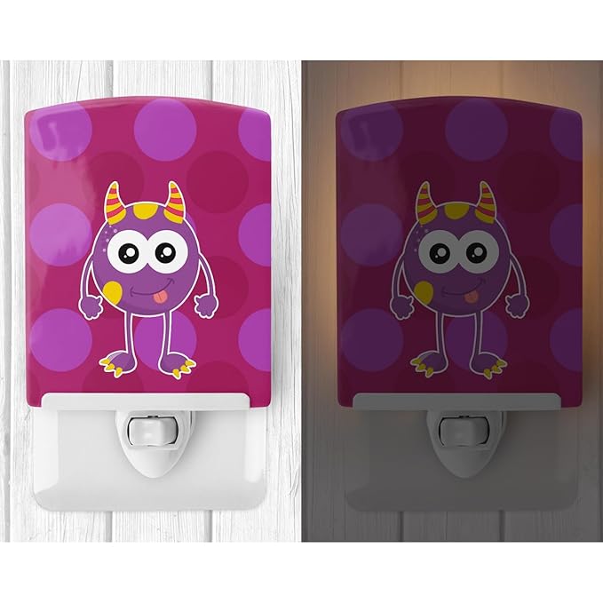 Caroline's Treasures BB8850CNL Monster Purple Ceramic Night Light Compact, UL-Certified, Ideal for Bedroom, Bathroom, Nursery, Hallway, Kitchen, 6x4x3, Multicolor