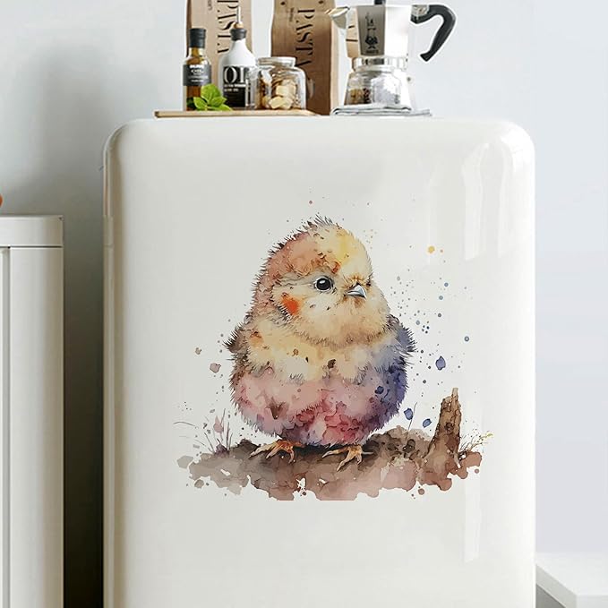 Lovely Cute Watercolor Chicken Wall Stickers Decals, Farm Animals Decor Vinyl Waterproof Peel Removable Self-Adhesive Murals for Nursery Kids Bedroom Bathroom Toilet Playroom Furniture Classroom