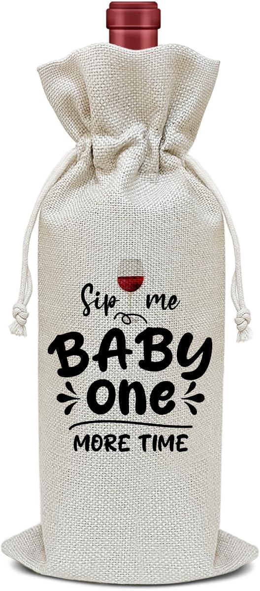 Baby Announcement Wine Bag, Pregnancy Announcement Gifts for Women New Couples Aunt Friends, Party Favor Wine Champagne Gift Bag With Drawstring -07