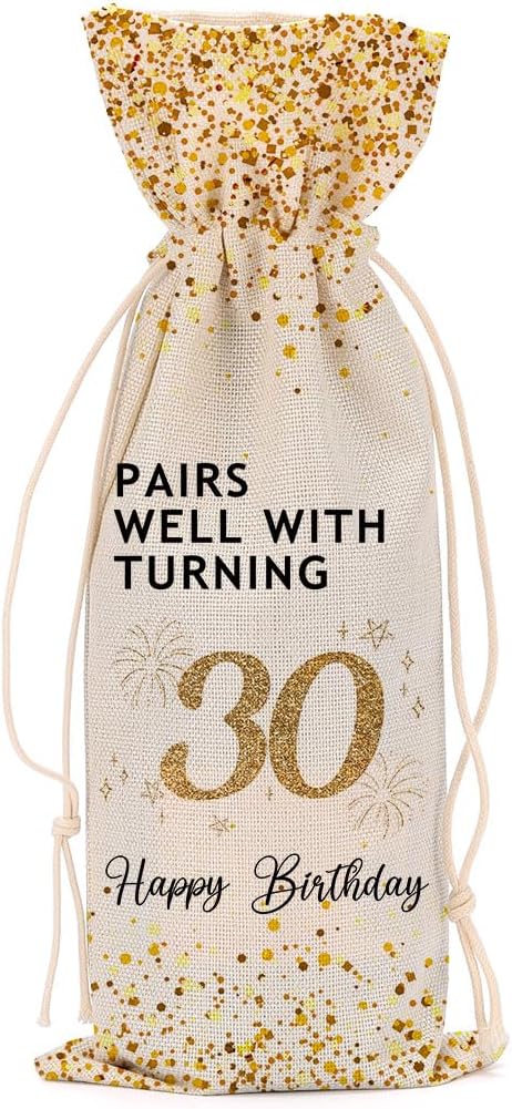 30th Birthday Wine Bag 30th Birthday Decorations for Her 30 Year Old Birthday Gifts for Women Men Coworkers Lady Friend Him Her Bestie Anniversary Wine Bags