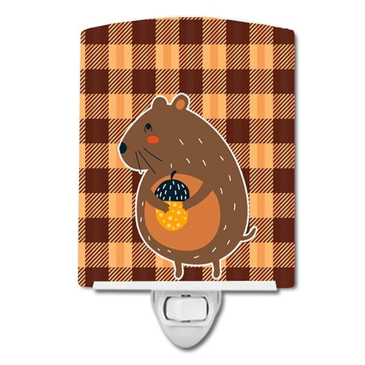 Caroline's Treasures BB6766CNL Squirrel with a Nut Ceramic Night Light Compact, UL-Certified, Ideal for Bedroom, Bathroom, Nursery, Hallway, Kitchen, 6x4x3, Multicolor