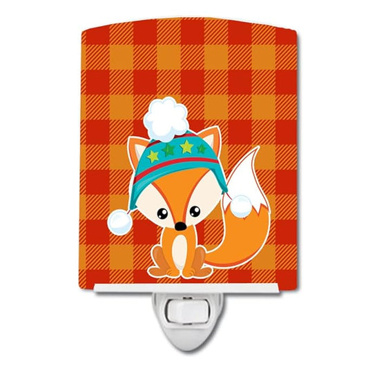 Caroline's Treasures BB9174CNL Christmas Fox #2 Ceramic Night Light Compact, UL-Certified, Ideal for Bedroom, Bathroom, Nursery, Hallway, Kitchen, 6x4x3, Multicolor