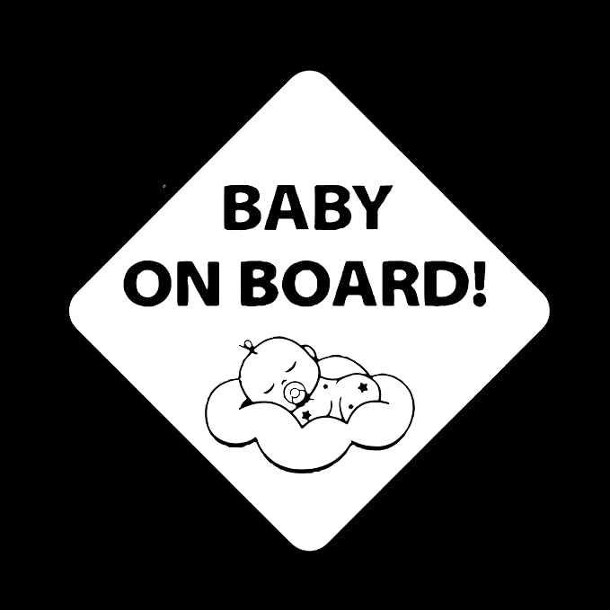 Baby on Board Sleepy Baby Viynl Decal Sticker for Windows, Car Sticker | Cars Trucks Vans, Bumper Sticker, Size: 5inch (White)