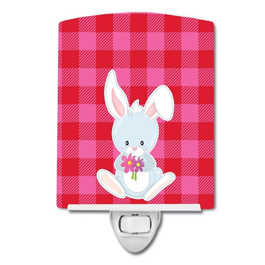 Caroline's Treasures BB9171CNL Bunny Rabbit #2 Ceramic Night Light Compact, UL-Certified, Ideal for Bedroom, Bathroom, Nursery, Hallway, Kitchen, 6x4x3, Multicolor