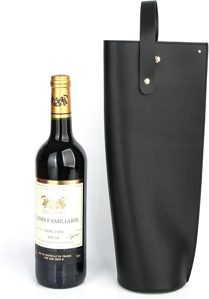 Wine Gift Bag, Reusable PVC Leather Wine Tote Carrier, Double Layered bag, Birthday Bridal Showers Holiday Gifts