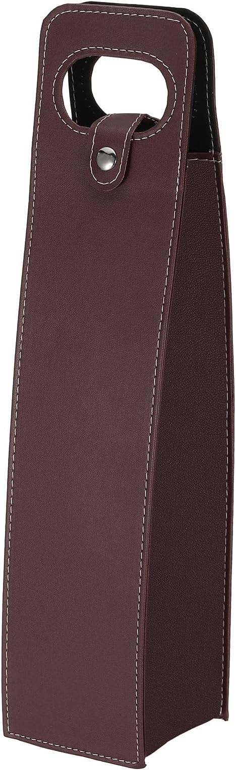 PATIKIL Wine Gift Bag, Wine Bag Reusable Leather Wine Tote Carrier for Wine Bottles Portable Champagne Gift Bags for Picnic Party Wedding, Brown
