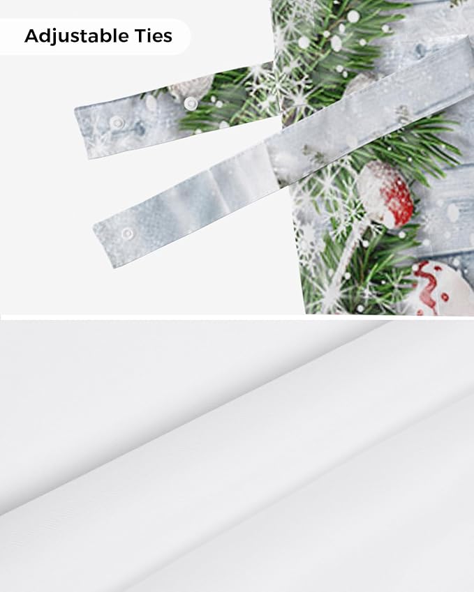 Merry Christmas Blackout Tie Up Valance Curtains for Kitchen Windows Xmas Snowman Snowy Pine Tree Window Toppers Balloon Shades for Living Room/Bathroom/Bedroom,1 Panel, 42" X 12", Blue Winter