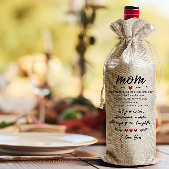 Gifts for Mother of The Groom from Bride, Wedding Gifts, Thank You Gift for New Mom, Mother Wine Bag, Mother in Law Unique Birthday Gift, Thank You for Being The Best Mom a Girl Could Ask for (DL106)