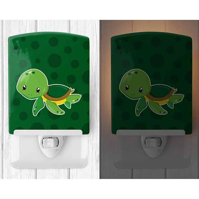 Caroline's Treasures BB8900CNL Nautical Turtle Ceramic Night Light Compact, UL-Certified, Ideal for Bedroom, Bathroom, Nursery, Hallway, Kitchen, 6x4x3, Multicolor