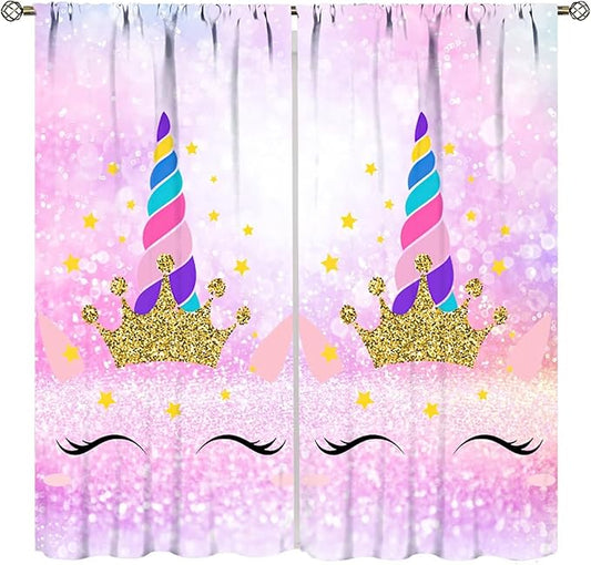 Kids Unicorn Curtains Kids Girls Boys Rainbow Unicorn Pattern Blackout Curtains Bedroom Curtains 63x72 Inches 2 Panels