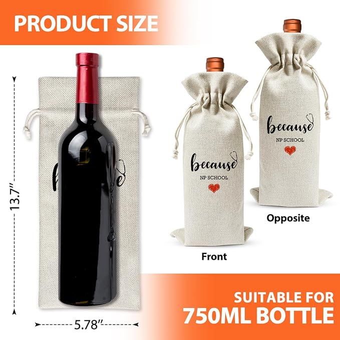 NP School Graduation Gift For Practitioner Wine Bag, Because Np School, Nursing School Graduation Gift, Cool Graduation Gift, Nurse Day Nurse Week Gift Bag, Med School Graduation Party Supply Decor