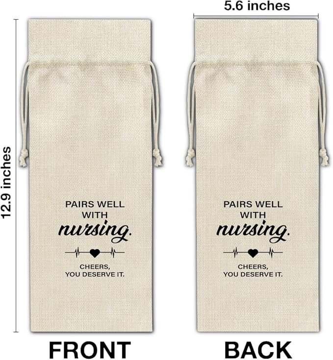 HOIJAUMAI Nurse Graduation Gifts Nursing Graduation Wine Bag Pairs Well with Nursing Wine Gift Bags for Women