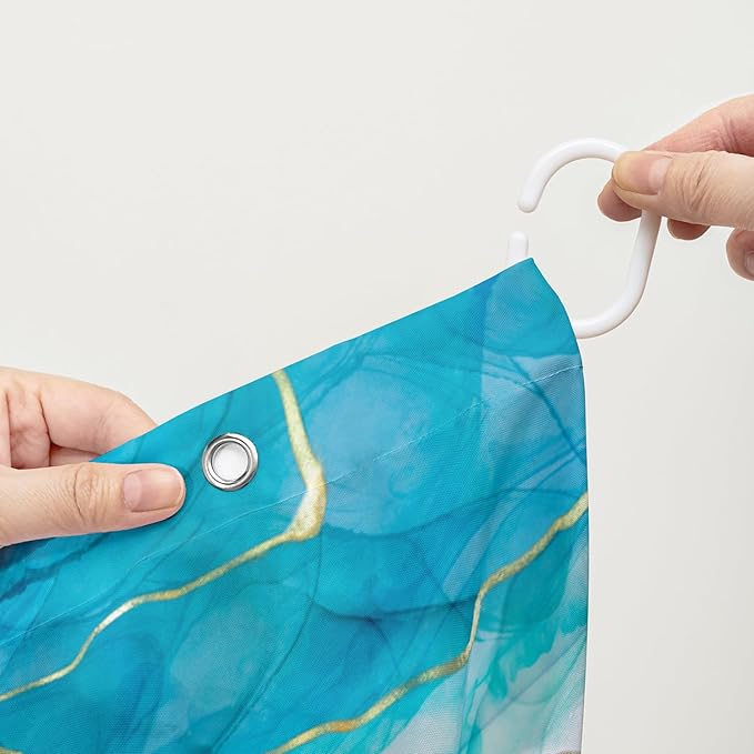 AILONEN Green Sea Turtle Shower Curtain,Cartoon Turtle and Water Plant Shower Curtain Set for Bathroom,Marble Theme Waterproof Fabric Shower Curtain with Hooks,72" W*78" H