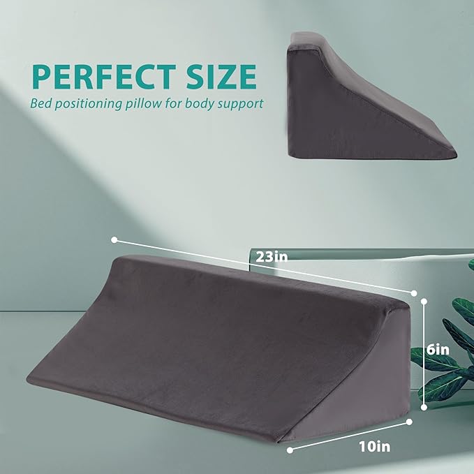 Wedge Pillow for Side Sleeping, Memory Foam Back Pillow for Side Sleeper, Bed Wedges & Body Positioners for After Surgery, Pregnancy Support, Back Pain, Preventing Bedsores, Short Plush
