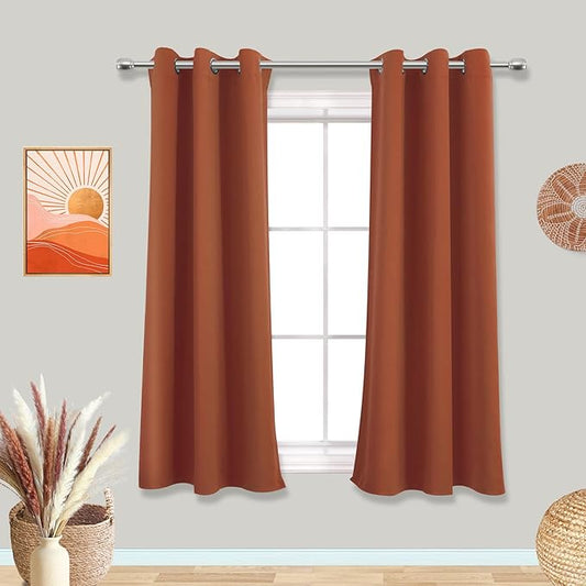 Mrs.Naturall Burnt Orange Curtains 42x54 Inches Long for Dining Room 2 Panels Blackout Room Darkening Curtain for Bedroom