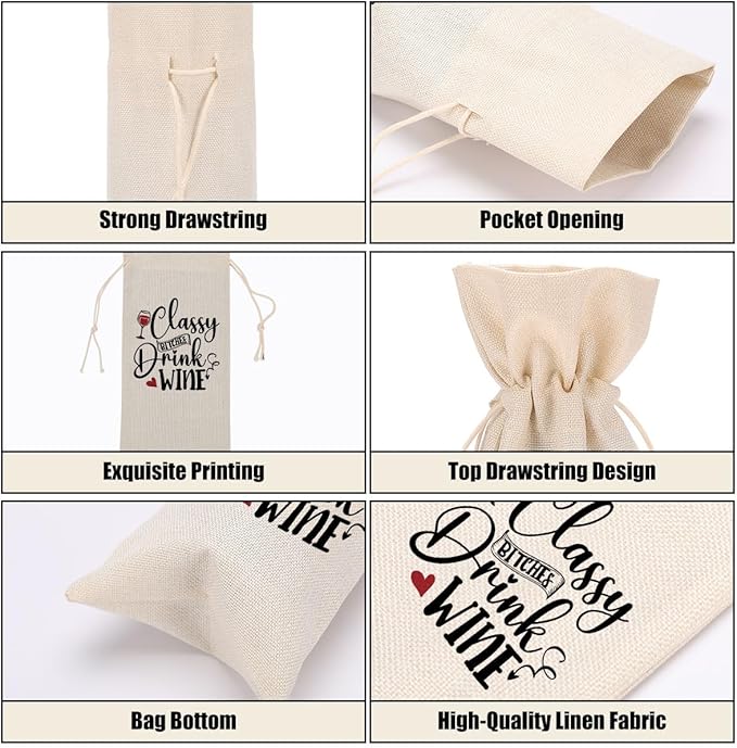 Funny Wine Quotes Wine Bag Wine Tasting Party Supplies for Wine Lovers Women Men Bride Groom Friend Mum Christmas Birthday Wedding Bachelorrette Party Wine Bags