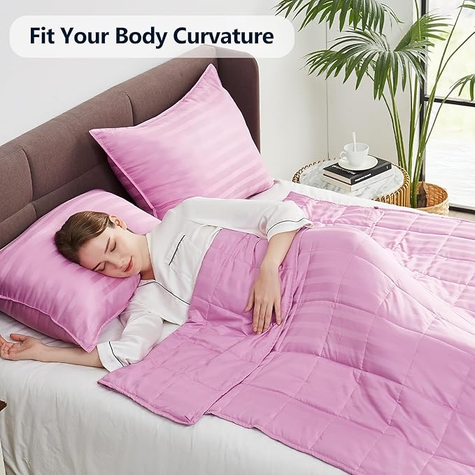 Weighted Blanket(36"x48" 3lbs) Weighted Blanket Cooling Blanket for Sleeping,Throw Size Breathable Blanket with Premium Glass Bead(Rose Pink)