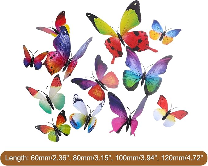 uxcell 120Pcs 3D Beautiful Butterfly Removable DIY Wall Stickers for Bedroom Living Room TV Background Decorations, Rainbow