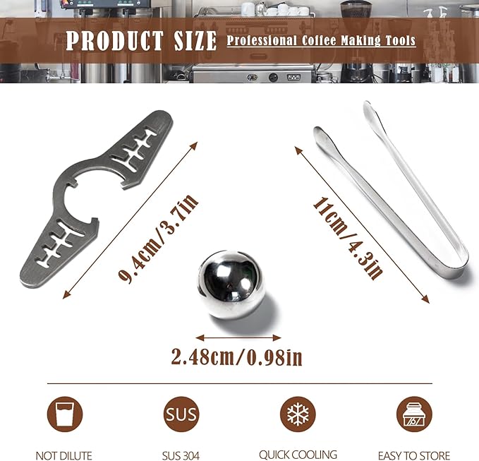 Espresso Frozen Ball for Espresso Coffee Espresso Cooling Tool Stainless Steel Chiller Ball/Ice Sphere, Espresso Cooler (NOT SOLID)