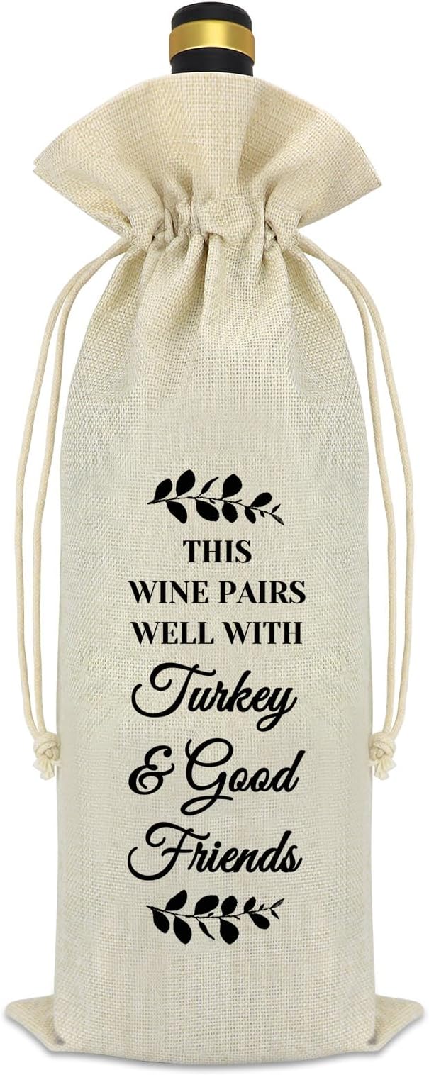 Best Friends Friendship Birthday Gifts for Women Wine Bag Good Friends Appreciation Gift Christmas Thanksgiving Day Graduation Gift for Men Female Sister Besties BFF Reusable Wine Bottle Cover