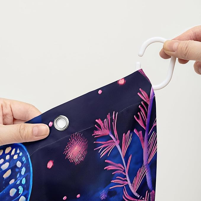 AILONEN Blue Butterfly Shower Curtain,Magic Mushroom Waterproof Fabric Bath Curtain for Kids Girl,Boho Style Shower Curtain Set for Bathroom,Natural Fungal Plant Shower Curtain with Hooks 72" W*78" H