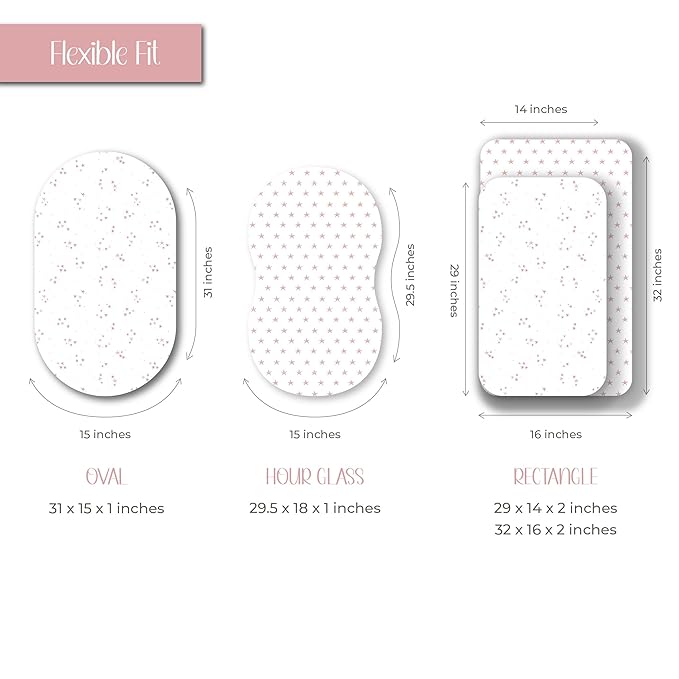 Ely's & Co. Bassinet Sheet 100% Jersey Cotton 2 Pack for Baby Girl-Dusty Rose and Mauve Pink Stars