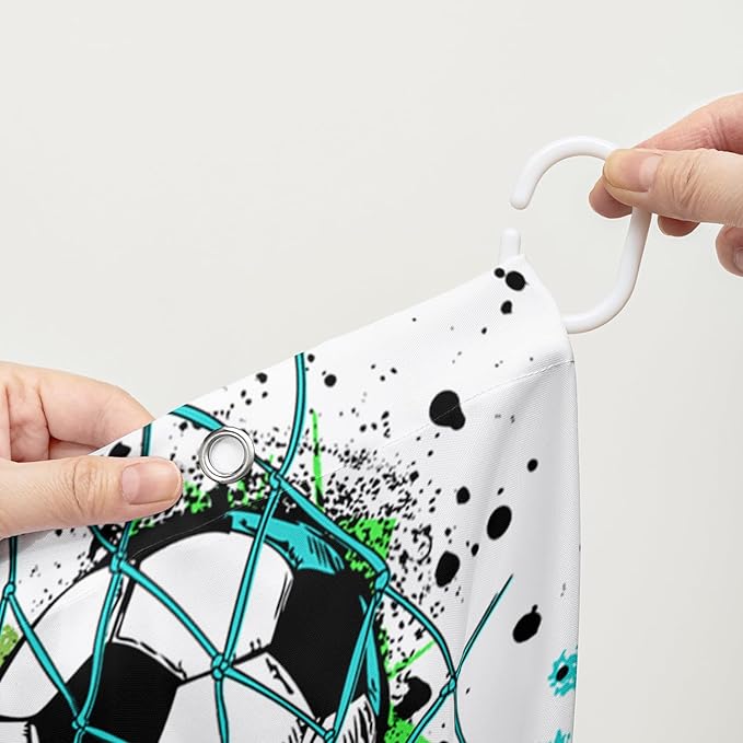 AILONEN Sport Shower Curtain,Graffiti Basketball Football Baseball Rugby Sport Art Bath Curtain Minimalist Bathroom Curtain 72" W*72" H Polyester Waterproof Bathroom Curtain with 12 Hooks