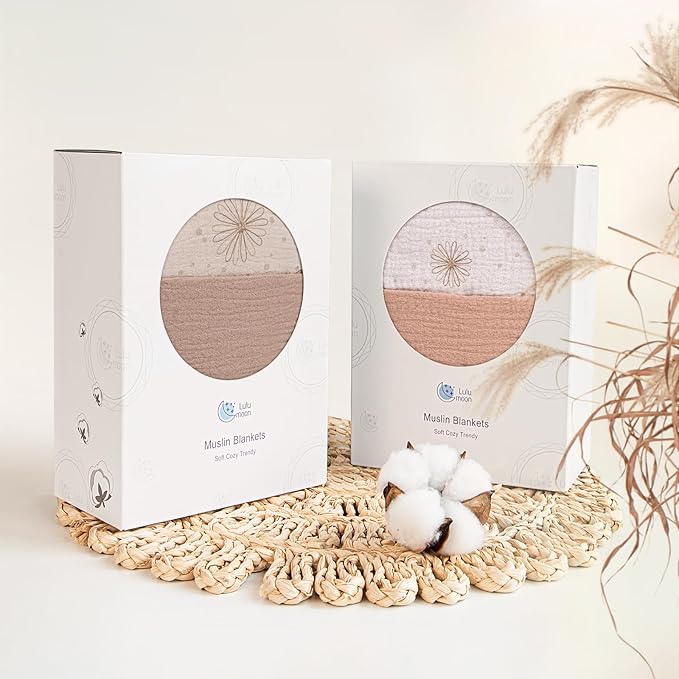 Lulu moon Muslin Quilt Blanket, Crib Blanket for Baby and Toddler,47x47 Inches(Pink Daisy)