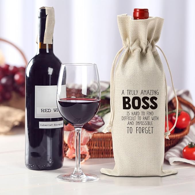 XFW Boss Gifts Wine Bag Boss Day Gifts for Her Him Boss Lady Gifts for Women Men Boss Appreciation Gifts Going Away Gifts for Boss Best Boss Gifts