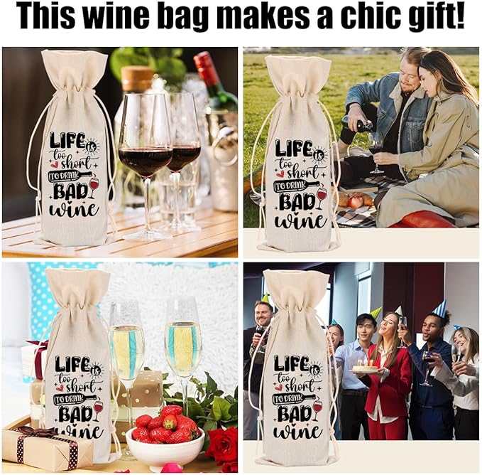 Funny Wine Quotes Wine Bag Wine Tasting Party Supplies for Wine Lovers Women Men Mom Groom Friend Christmas Birthday Wedding Bachelorrette Party Wine Bags