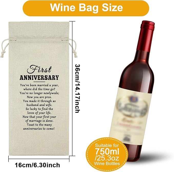 First Wedding Anniversary for Couples Wine Bag Couples Gifts from Parents Wine Bottle Storage Bag Husband Wife Gifts for Couples Celebrate Gifts from Friends Wine Accessories Gifts for Wine Lovers