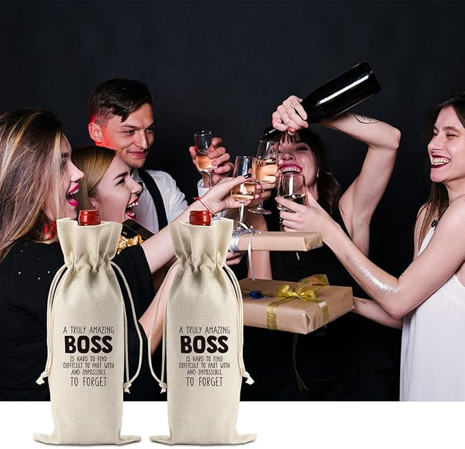 XFW Boss Gifts Wine Bag Boss Day Gifts for Her Him Boss Lady Gifts for Women Men Boss Appreciation Gifts Going Away Gifts for Boss Best Boss Gifts