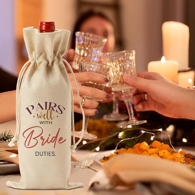 FBCCZEY Bridal Shower Wedding Gifts Wine Bag, Wedding Shower Gifts for Bride, Bride To Be Gifts, Bridal Shower Party Favors Wine Bags, Pairs Well with Bride Duties Wine Bottle Bag