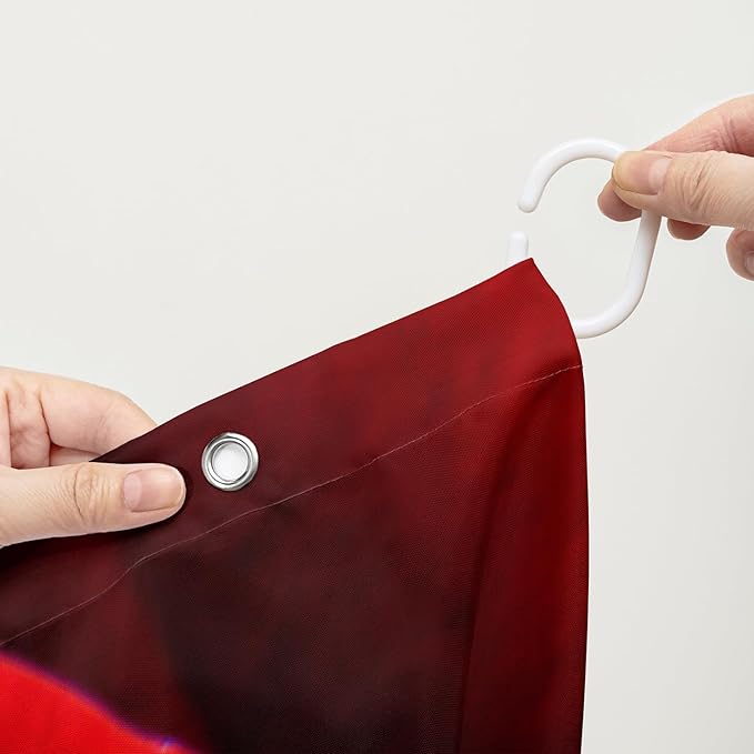 AILONEN 3D Printed Rose Shower Curtain,Red Rose Bath Curtain, White Swan Shower Curtain for Bathroom Decor,36" W*72" H Polyester Waterproof Bath Curtain with 12 Hooks