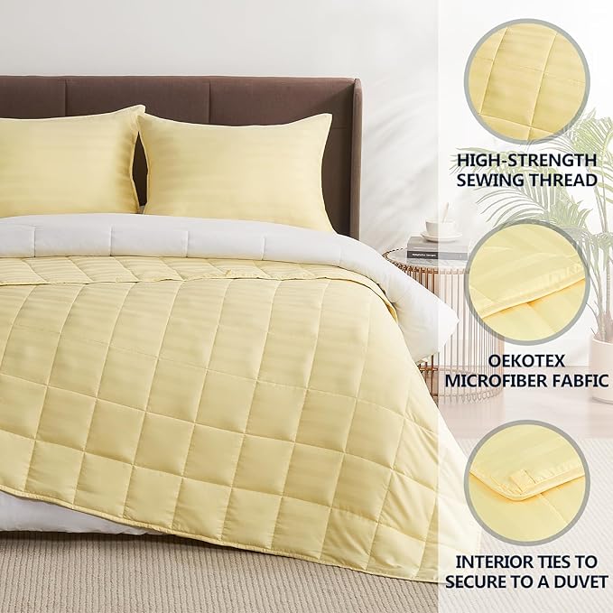 Weighted Blanket for Adult,20lbs Heavy Weighted Blanket 48"x72" Breathable Cooling Summer Blankets, Ultra Soft Cotton Comfort Throw Blanket with Glass Beads for All-Season (Yellow)