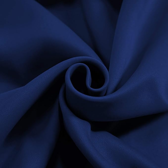 Navy Valance for Windows 42x18 Inch Solid Thermal Insulated Blackout Rod Pocket Kitchen Short Curtain Toppers Valance for Bathroom Living Room 2 Panels