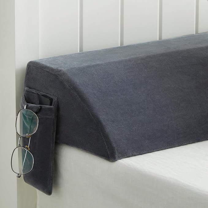 King Bed Wedge Pillow for Headboard Gap, Mattress Bed Gap Filler(0-8"), Between Headboard and Mattress, Triangle Headboard Pillow(Grey,King)