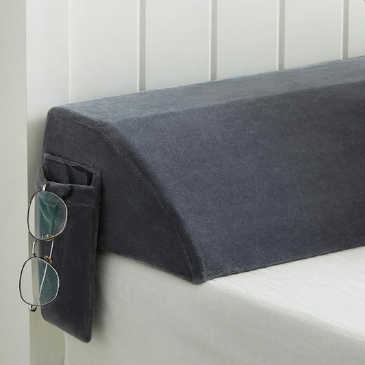 Queen Bed Wedge Pillow for Headboard Gap, Mattress Bed Gap Filler(0-8"), Between Headboard and Mattress, Triangle Headboard Pillow(Grey,Queen)