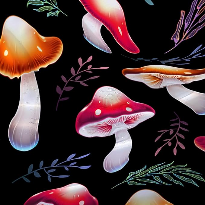 AILONEN Cartoon Mushroom Shower Curtain,Cute Red Mushroom Waterproof Fabric Bath Curtain for Kids Girls Boys,Natural Fungal Plants Shower Curtain Set for Bathroom 60" W*72" H