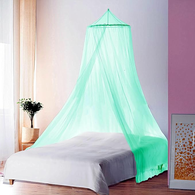 Eimilaly Bed Canopy Mosquito Net, Bed Canopy for Girls Room Decor - Insect Protection Hanging Canopy for Adults, Babies, Outdoor Camping, Green/Single Door