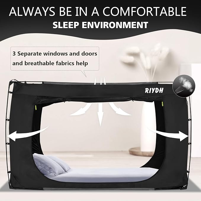 Bed Tent Bed Canopy Bunk Twin Size Tents for Adult and Kids- Portable Dream Tent Indoor Sleeping Tents 70% Blackout with 3 Doors Breathable Big Space Tents