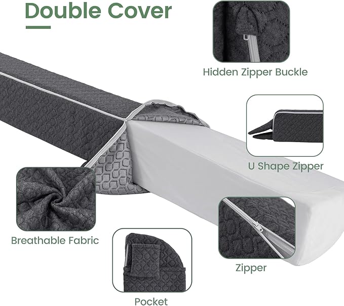 Bed Wedge Pillow Headboard/Bed Gap Filler/Mattress Gap Filler Full 54"x8"x6" to Fill The Gap (0-6") Between Headboard and Wall Firm Support Pillow