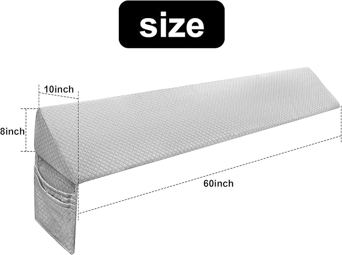 Queen Bed Wedge Pillow for Headboard,Foam Headboard Pillow Wedge,Bed Gap Filler Mattress Wedge,Mattress Gap Filler - Fill The Gap (0-8") Between Headboard and Mattress (Gray, 60"x10"x8")