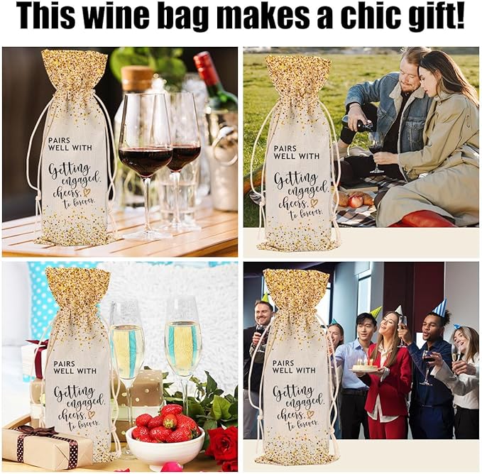 Engagement Gifts for Couples Bridal Shower Gifts Wine Bag Bachelorette Gifts for Bride Fiance Gifts for Women Men Friend Bachelorette Party Mrs Gifts Wine Bags