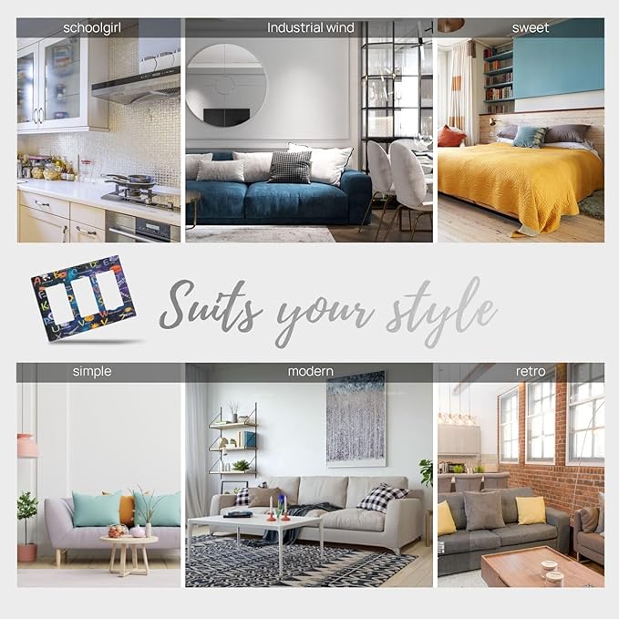 ABC Outer Space 3 Gang Rocker Light Switch Plate Alphabet Galaxy Educational Triple Decora Outlet Wall Plate Cover Faceplate Decorative Switchcovers GFCI for Kidroom Nursery Living Room Boyroom Decor