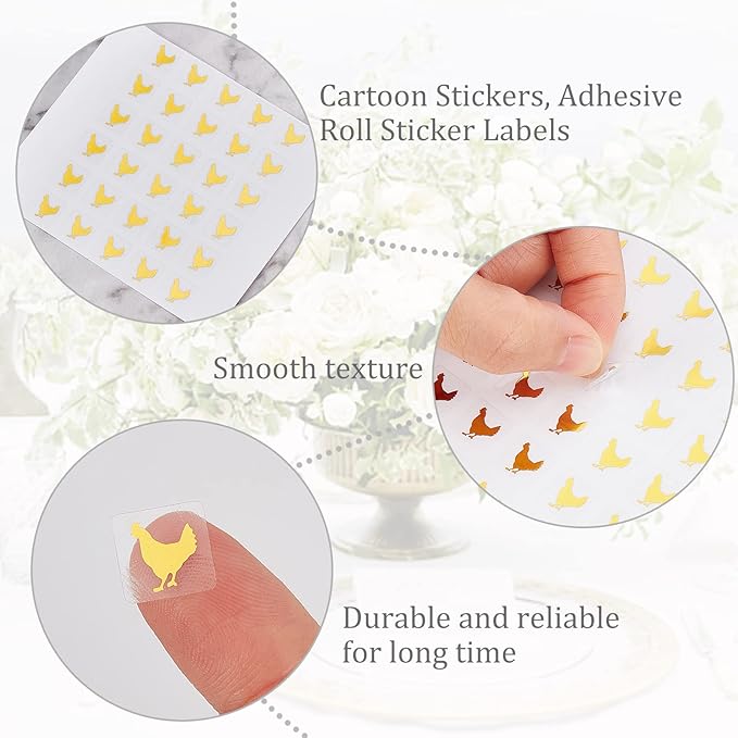 OLYCRAFT 2400pcs Wedding Meal Stickers 0.4 inch Chicken Pattern Meal Choice Stickers for Wedding Place Card Stickers Menu Choices Kitchen Meal Indicator Stickers - Gold & Black