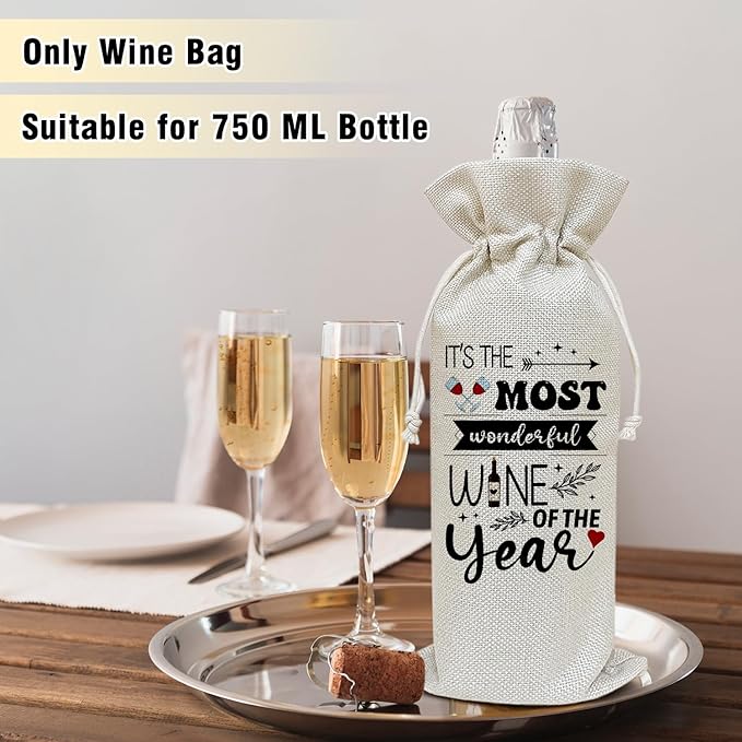 Wine Canvas Bag, Funny Wine Gift Bag, Birthday Gifts for Women Men Coworker Colleague Mom Wife Wine Lover Gifts, Wine Bags for Wine Bottles, Wine Gifts With Drawstring Holiday Party Decoration -WB27