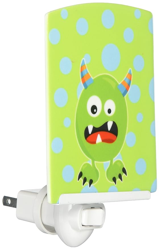 Caroline's Treasures BB7003CNL Little Monster Greenie Doodle Ceramic Night Light Compact, UL-Certified, Ideal for Bedroom, Bathroom, Nursery, Hallway, Kitchen, 6x4x3, Multicolor