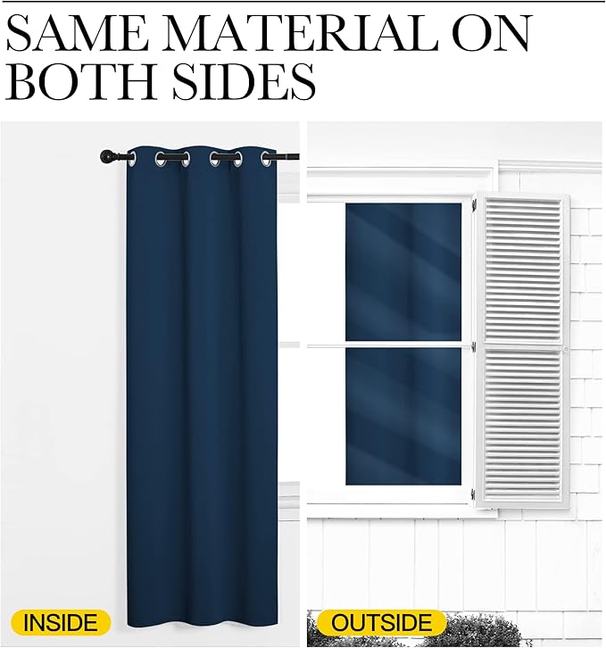 NICETOWN Room Darkening Curtains 63 inch Length 2 Panels, Thermal Insulated Grommet Blackout Curtains for Modern Casual Elegant Bedroom Kids Room Theme Decoration (Moroccan Blue, 2 Pieces, W42)